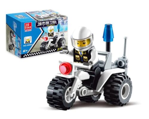 Bộ lắp ghép JIESTAR 20003 Xe Mô Tô Ba Bánh Cảnh Sát, đồ chơi lắp ráp JIESTAR giá tốt cho bé trai 6 tuổi, mô hình cảnh sát tuần tra thành phố.