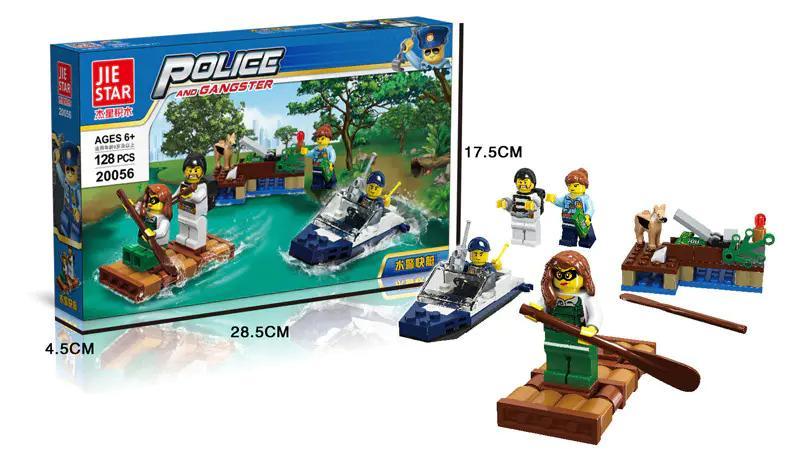 Bộ đồ chơi JIESTAR 20056 Canô Cảnh Sát Nước, đồ chơi lắp ráp cho bé trai 6 tuổi, giá tốt, hành động kịch tính