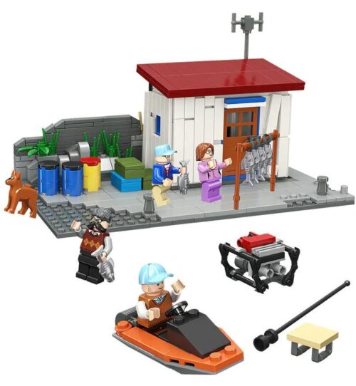 Bộ đồ chơi JIESTAR 20543 Quán Cá Bên Bờ Biển với 3 minifigures và thuyền máy, cảnh biển ngư dân sống động, phù hợp bé trai bé gái 6 tuổi, giá tốt