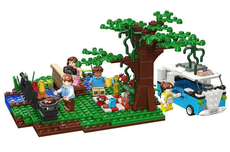 bộ lắp ghép Xe cắm trại dã ngoại JIESTAR 20544, cảnh dã ngoại gia đình vui vẻ, đồ chơi cho bé 6 tuổi, giá tốt