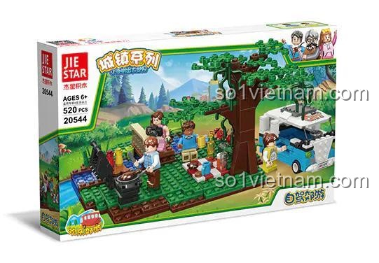 hộp bộ đồ chơi mô hình JIESTAR 20544 Dã Ngoại Tự Lái, 520 chi tiết, đồ chơi cho bé gái 6 tuổi, giá tiết kiệm