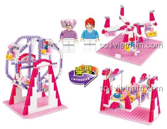 đồ chơi mô hình Xích Đu Công Viên JIESTAR 33006 lắp được 3 kiểu, bộ xếp hình Vòng Quay Hạnh Phúc cho bé gái 6 tuổi phát triển sáng tạo