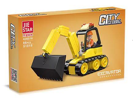 Hộp đồ chơi lắp ráp JIESTAR 51015 Xe xúc đất công trình, giá rẻ cho bé trai 6 tuổi.