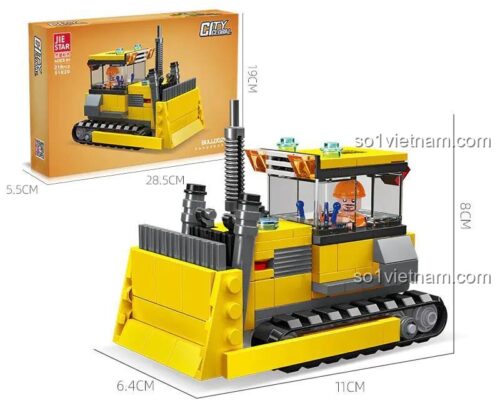 hộp đồ chơi mô hình Máy Xúc Đất, bộ xếp hình Xe Xây Dựng kích thước chi tiết cho bé trai 6 tuổi