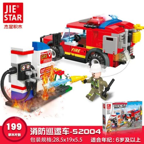 Bộ đồ chơi JIESTAR 52004 Xe Tuần Tra Cứu Hỏa Thành Phố giá tốt cho bé trai 6 tuổi, mô hình lắp ghép 199 chi tiết chất lượng cao.