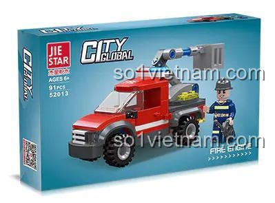 Hộp sản phẩm đồ chơi mô hình xe chữa cháy Jiestar 52013, món quà ý nghĩa cho con trai nhân dịp sinh nhật.