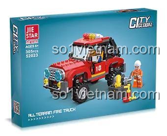 Hộp đồ chơi mô hình Xe Chữa Cháy Vượt Mọi Địa Hình JIESTAR 52023, món quà sinh nhật ý nghĩa cho con trai.