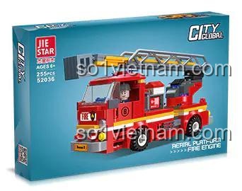 Hộp đồ chơi lắp ráp Mô hình xe cứu hỏa 52036 của JIESTAR, món quà ý nghĩa cho con trai.