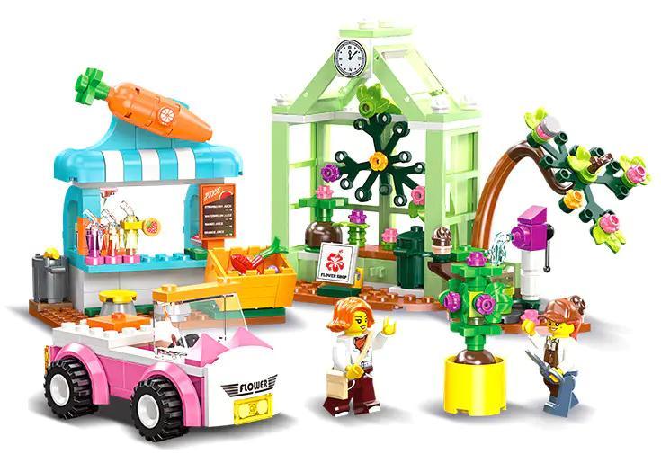 Bộ đồ chơi Cửa hàng hoa JIESTAR 55008, đồ chơi lắp ráp Xe hơi màu hồng, phù hợp bé gái 6 tuổi, giá tốt