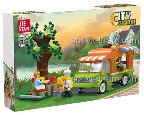 Hộp bộ lắp ghép JIESTAR 55009 Quán Ăn Di Động, đồ chơi xây dựng 009 cho bé trai bé gái 6 tuổi, giá rẻ