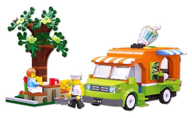 bộ lắp ghép Xe Tải Bán Đồ Ăn Di Động JIESTAR 55009 giá tốt cho bé trai bé gái 6 tuổi, đồ chơi mô hình Xe Bán Hàng Lưu Động tiết kiệm