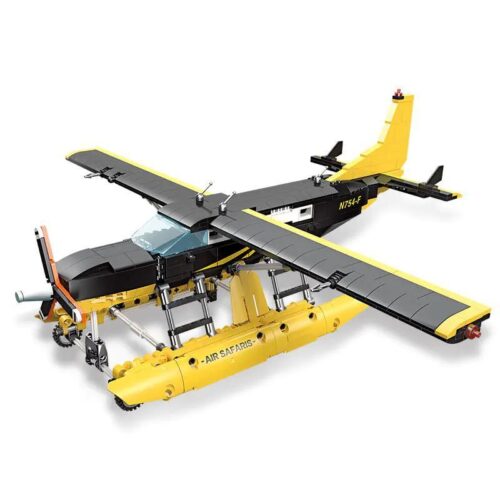 Mô hình đồ chơi mô hình JIESTAR 58007 hoàn chỉnh của Thủy phi cơ Cessna 208 với màu đen và vàng chủ đạo, phù hợp cho con trai 6 tuổi, giá rẻ.