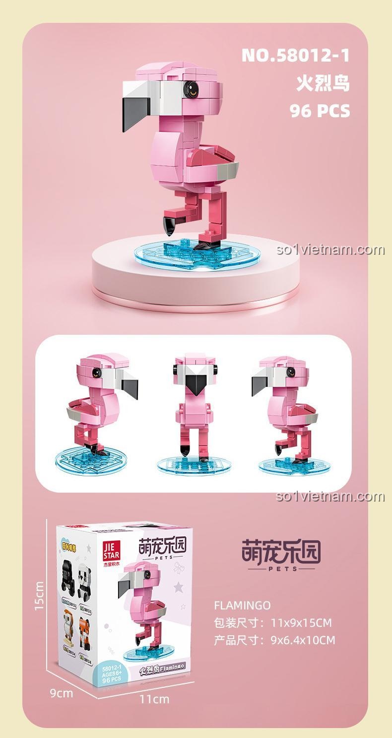 Hộp đồ chơi mô hình Hồng hạc JIESTAR 58012-1, 96 mảnh, kích thước hộp 11x9x15cm, phù hợp Cả Con trai và Con gái 6 tuổi.