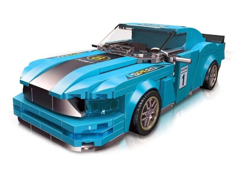 Bộ lắp ghép Ford Mustang JIESTAR 58018 màu xanh dương, mô hình xe đua tốc độ cao, đồ chơi lắp ráp cho bé trai 6 tuổi, giá tốt