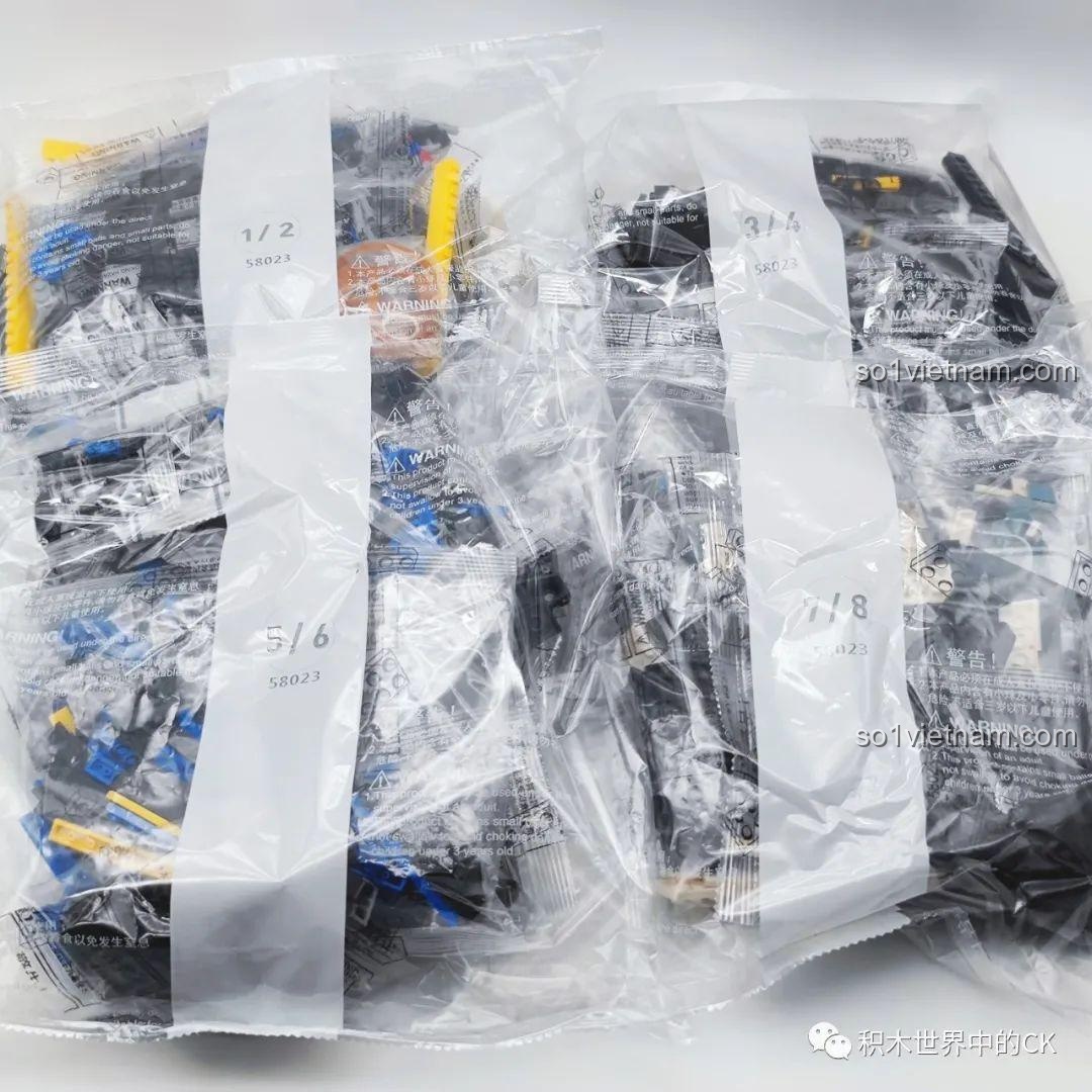 Các túi mảnh ghép được đánh số thứ tự rõ ràng trong bộ JIESTAR 58023, giúp quá trình lắp ráp trở nên khoa học và dễ dàng hơn.