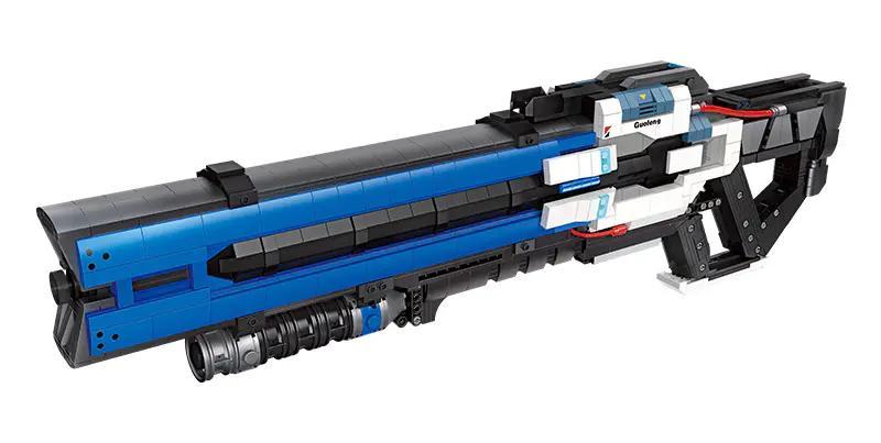 Ảnh chụp mô hình súng trường xung kích hạng nặng JIESTAR 58023 sau khi lắp ráp hoàn chỉnh. Bộ lắp ráp Súng của Soldier: 76 dành cho con trai 8 tuổi, giá rẻ.