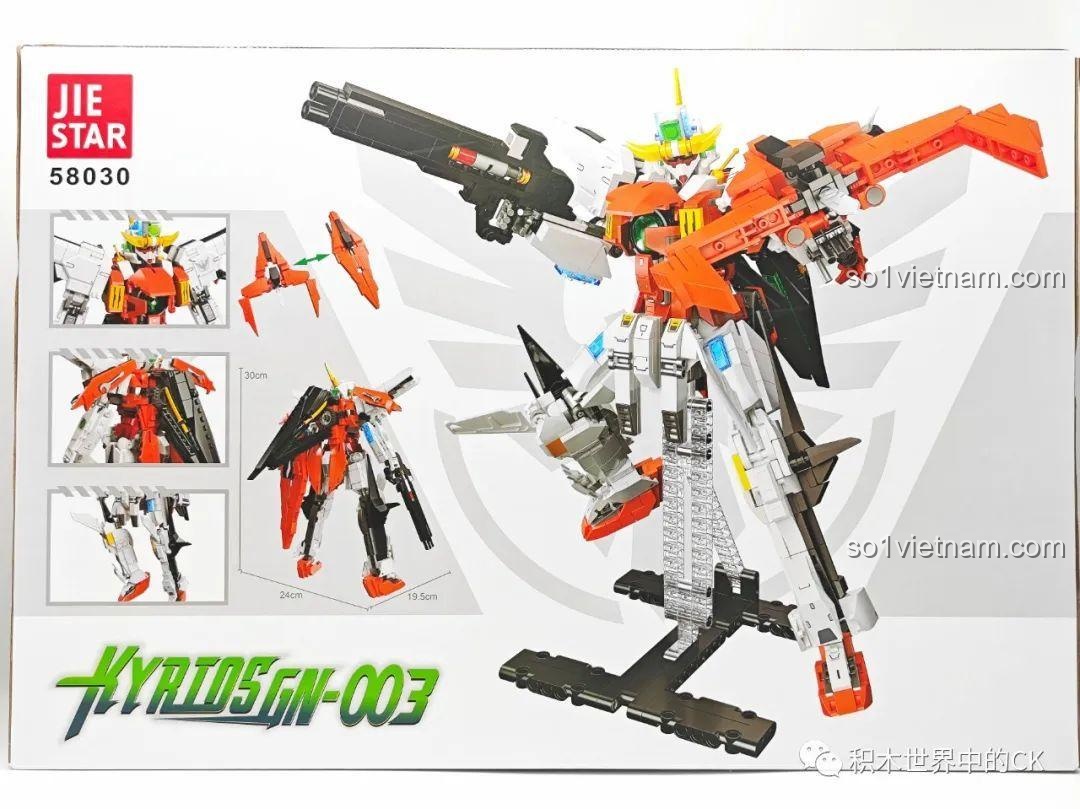 Ảnh review hộp trước JIESTAR Gundam Kyriosgn-003, bộ lắp ghép chất lượng cao cho bé trai 8 tuổi, giá tốt.