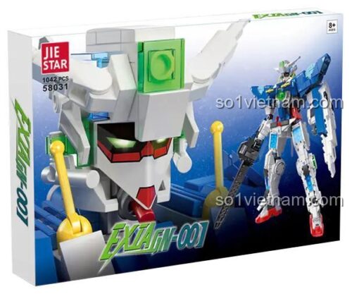 Hộp đồ chơi JIESTAR 58031 Gundam Exia, bộ lắp ghép robot Gundam Exia 1042 mảnh, đồ chơi mô hình cho bé trai 8 tuổi