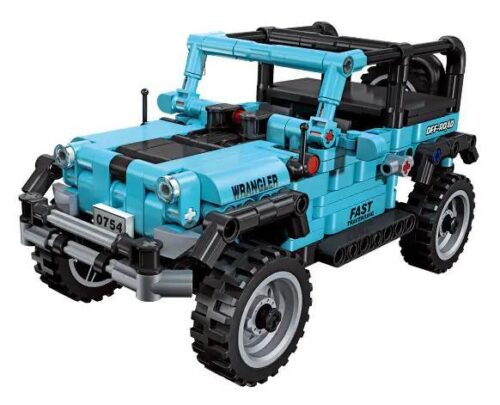 Bộ lắp ghép Xe Jeep Wrangler JIESTAR 58040 màu xanh dương, đồ chơi sáng tạo cho bé trai 6 tuổi, giá rẻ.