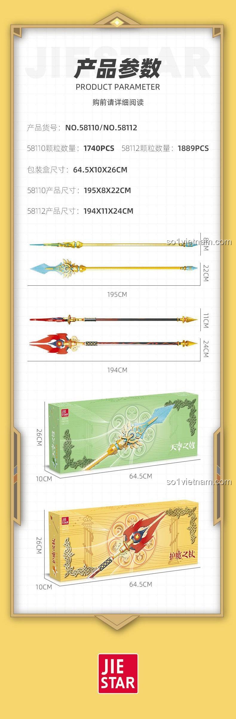 Thông số kỹ thuật JIESTAR 58112 Trượng Hộ Ma, kích thước mô hình và hộp rõ ràng. JIESTAR Quyền trượng Hộ Ma giá tốt. Đồ chơi mô hình 58112.