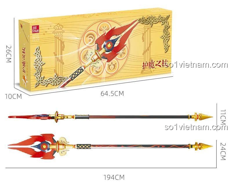 Đồ chơi mô hình Trượng Hộ Ma Genshin Impact, tái hiện vũ khí huyền thoại, chất lượng cao, cho bé trai đam mê game. Sở hữu ngay JIESTAR 58112 Trượng Hộ Ma. Bộ xếp hình Quyền trượng Hộ Ma.