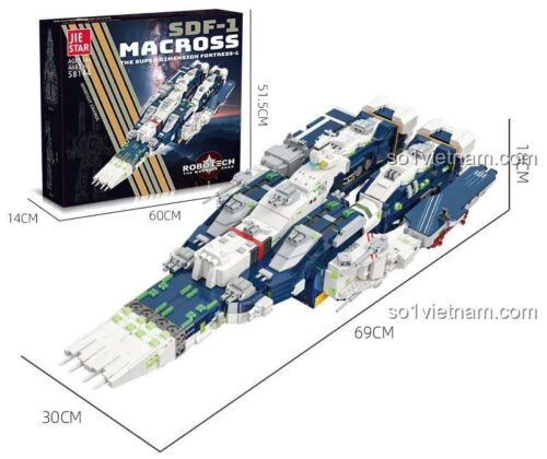 Bộ lắp ghép Tàu chiến không gian SDF-1 Macross JIESTAR 58144, mô hình pháo đài không gian cho con trai 14 tuổi, giá tốt