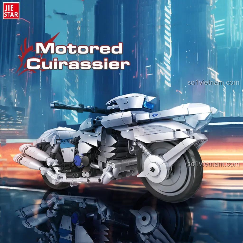 Mô hình mô tô Saber Motored Cuirassier JIESTAR, đồ chơi mô hình Mô tô chiến đấu Saber Motored Cuirassier trong bối cảnh thành phố tương lai, phù hợp bé trai 8 tuổi