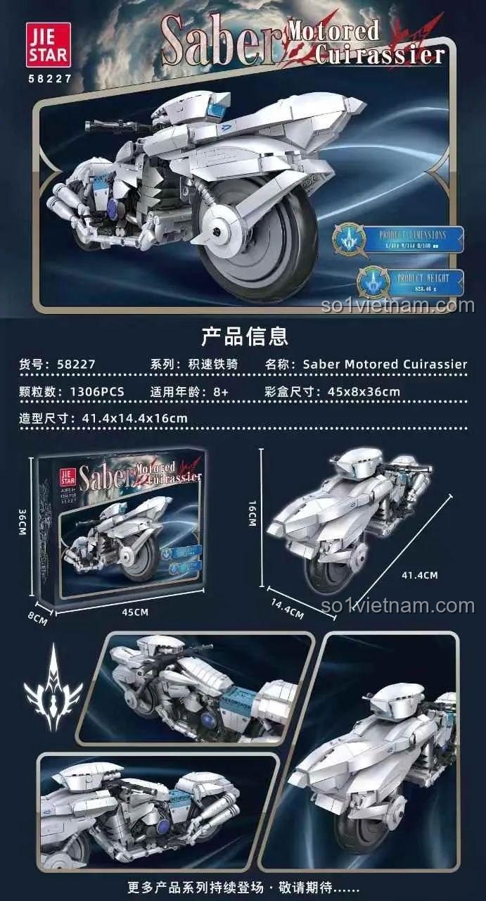 JIESTAR Mô tô Saber Motored Cuirassier, Xe máy Saber Motored Cuirassier JIESTAR 58227, bộ lắp ghép JIESTAR, thông tin sản phẩm chi tiết