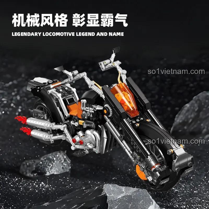 Cận cảnh đồ chơi mô hình Robot Mô tô Bandit 58281 với phong cách cơ khí hầm hố, một lựa chọn giá tốt cho người yêu thích lắp ráp.