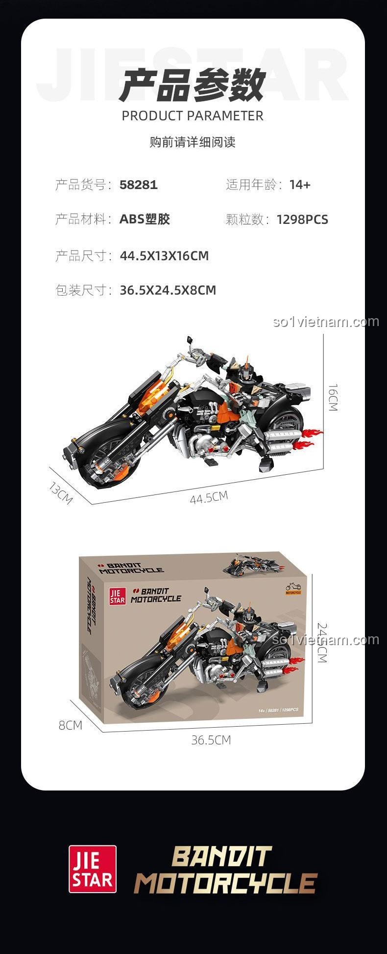 Hình ảnh quảng cáo chi tiết của Mô hình xe máy 2 trong 1 JIESTAR, phù hợp làm quà tặng cho con trai trên 14 tuổi.