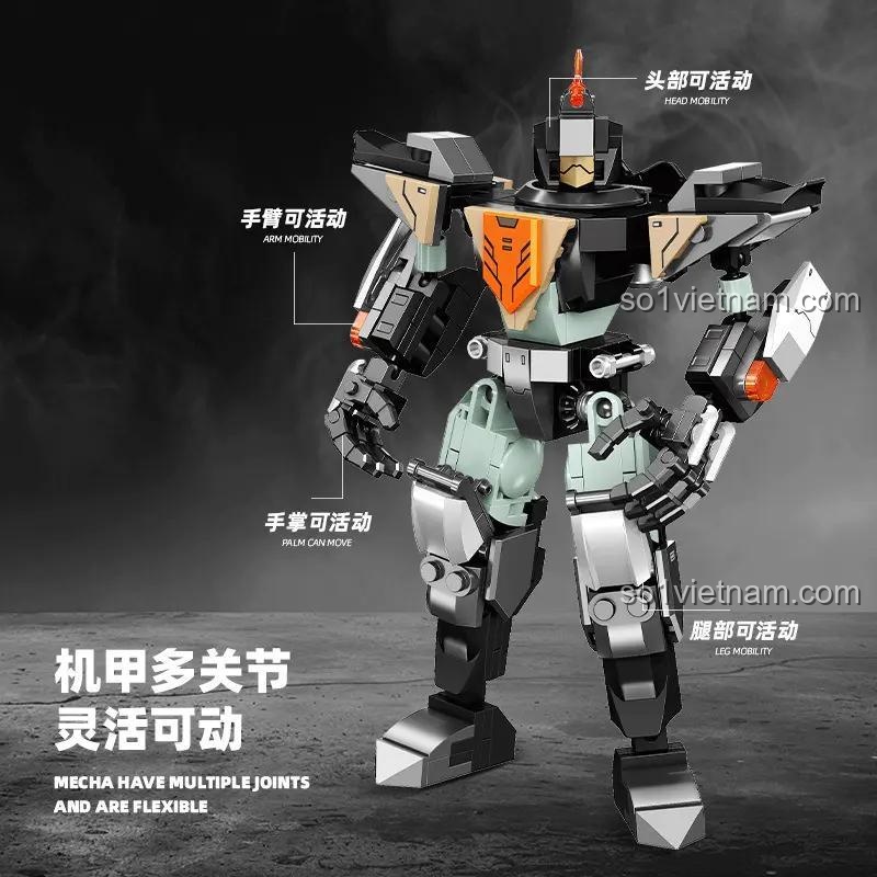 Chi tiết các khớp cử động linh hoạt của Robot Mô tô Bandit 58281, từ đầu, tay, chân đến bàn tay, cho phép tạo nhiều tư thế.