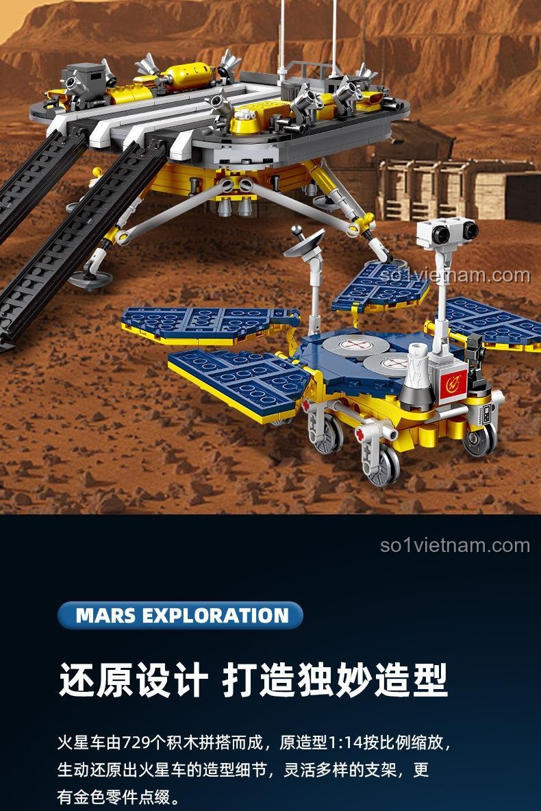 Chi tiết thiết kế của Sứ Mệnh Sao Hỏa 59013, được thu nhỏ theo tỉ lệ 1:14 so với nguyên mẫu, chất lượng cao.