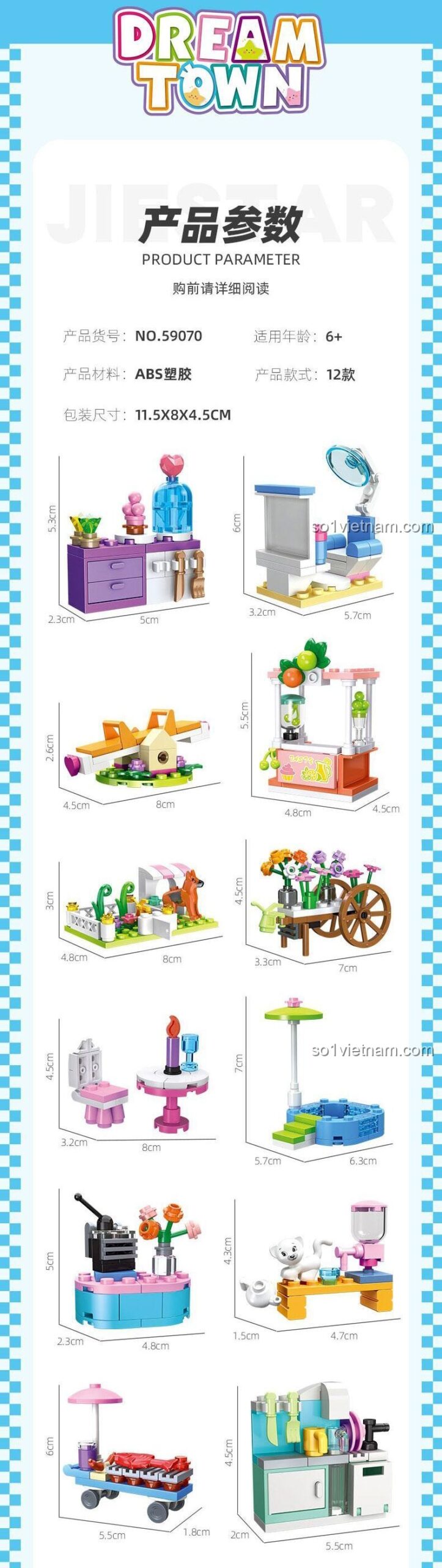 Chi tiết mô hình JIESTAR 59070, đồ chơi lắp ghép Cô Gái Thành Phố, rèn luyện khéo léo ngón tay cho bé gái