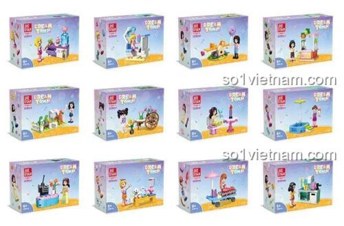Hộp sản phẩm bộ lắp ghép JIESTAR 59070 Thị Trấn Mơ Ước, 12 mẫu độc đáo, đồ chơi cho con gái 6 tuổi