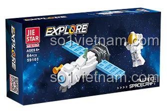 Hộp sản phẩm bộ lắp ghép Tàu Vũ Trụ Liên Minh JIESTAR 59101, gồm 84 mảnh ghép, là món quà tuyệt vời cho bé.
