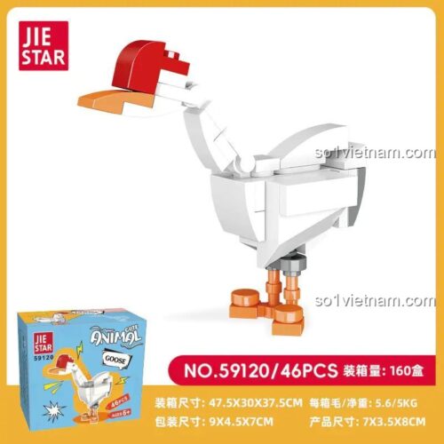 Hộp đồ chơi lắp ráp JIESTAR 59120 Con Ngỗng Lắp Ráp, 46 mảnh, quà tặng sáng tạo cho bé.
