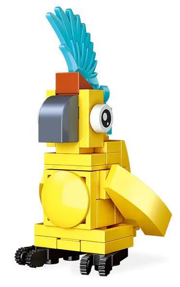 Mô hình Vẹt đồ chơi 59124 màu vàng rực rỡ với mào xanh, đồ chơi lắp ráp cho bé gái 6 tuổi, giá rẻ.