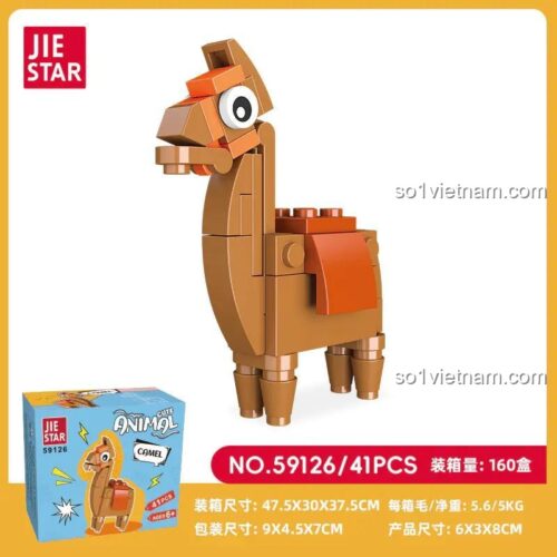 Hộp đồ chơi mô hình Jiestar 59126 Lạc Đà sa mạc, 41 mảnh, kích thước chi tiết.
