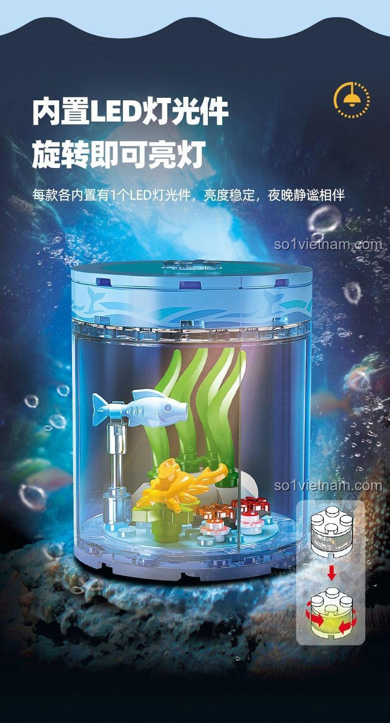 Toàn bộ sưu tập 6 mẫu Bể cá mini Rương Báu Vật JIESTAR, mỗi mẫu là một cảnh quan đại dương độc đáo.