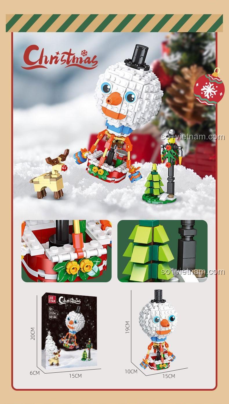 Mô hình JIESTAR 59144 Khinh khí cầu Người tuyết, đồ chơi xếp hình mùa đông, kích thước chi tiết, phát triển tư duy cho bé 6 tuổi