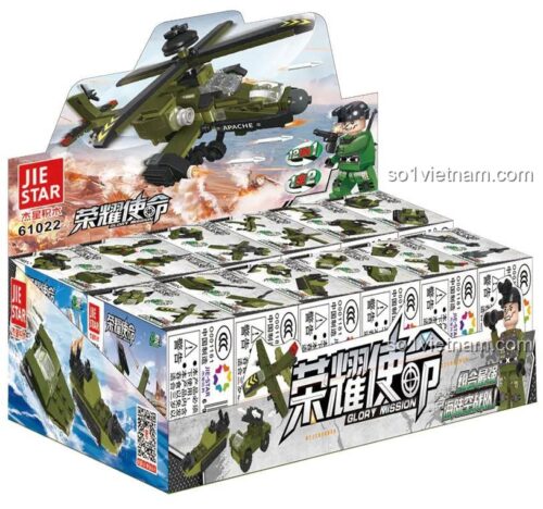 bộ lắp ghép JIESTAR 61022 hộp 12 mô hình quân sự, đồ chơi lắp ráp Đội Đặc Nhiệm Quân Sự cho bé trai 6 tuổi, giá rẻ.