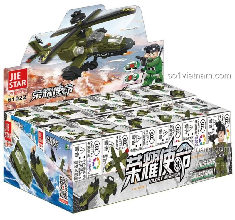 bộ lắp ghép JIESTAR 61022 hộp 12 mô hình quân sự, đồ chơi lắp ráp Đội Đặc Nhiệm Quân Sự cho bé trai 6 tuổi, giá rẻ.