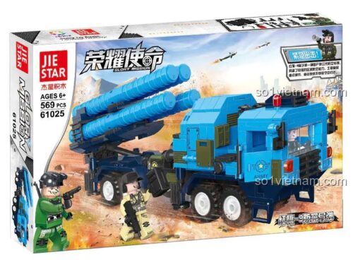 Hộp đồ chơi mô hình Xe Tải Chở Tên Lửa Hồng Kỳ 9 JIESTAR 025, 569 chi tiết, cho bé trai 6 tuổi, giá rẻ