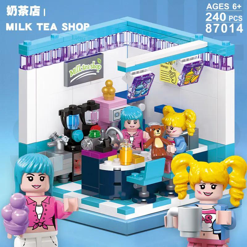 Bộ lắp ghép JIESTAR 87014 Cửa Hàng Trà Sữa đáng yêu, đồ chơi mô hình giá rẻ cho bé gái 6 tuổi, phát triển sáng tạo.