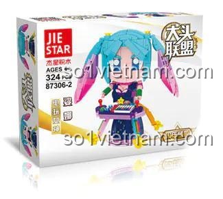 Hộp đồ chơi lắp ráp JIESTAR 87306-2 Nữ Thần Điện Tử Sona, bộ xếp hình Sona Liên Minh Huyền Thoại 324 chi tiết, chất lượng cao.