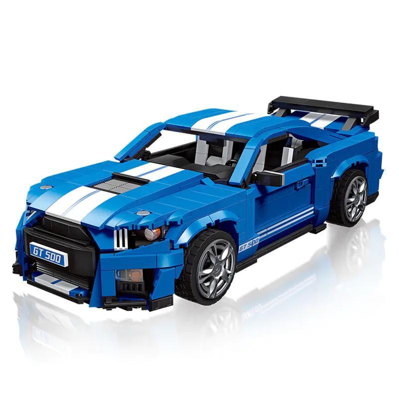 Bộ lắp ghép Ford Mustang Shelby GT500 JIESTAR 92022 màu xanh dương, mô hình xe cơ bắp cho bé trai 8 tuổi, giá tốt