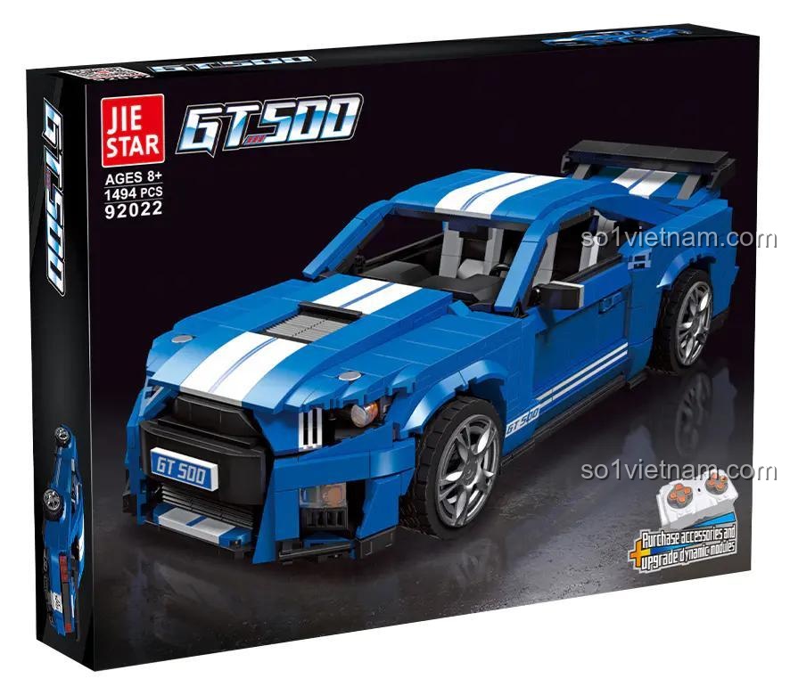 Hộp đồ chơi mô hình JIESTAR 92022 Ford Mustang Shelby GT500, 1494 chi tiết, có thể nâng cấp động cơ RC, cho bé trai 8 tuổi
