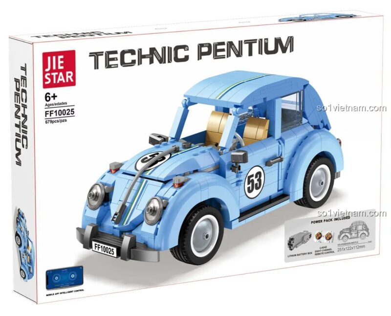 Hộp bộ xếp hình FF10025 Volkswagen Beetle, 679 mảnh ghép, điều khiển thông minh, giá rẻ