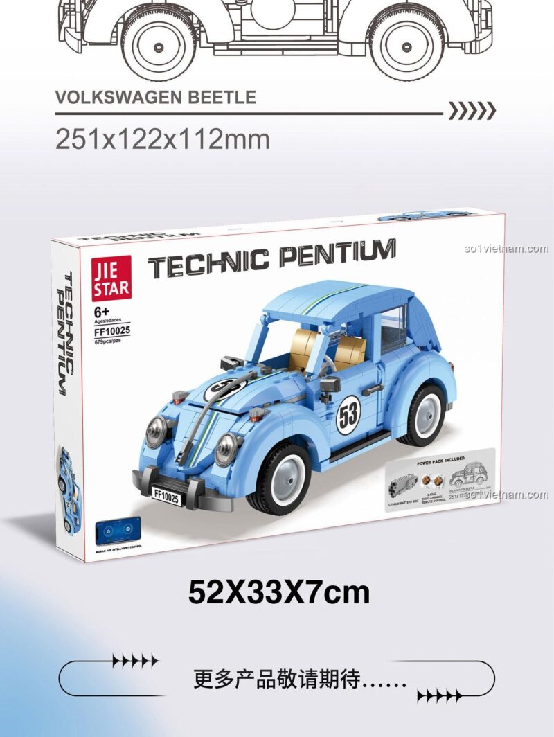 Khung gầm và khả năng tháo rời mui xe của bộ lắp ghép Volkswagen Beetle JIESTAR FF10025, lập trình được