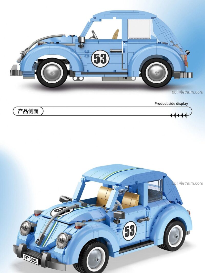 Mô hình đồ chơi mô hình FF10025 Volkswagen Beetle nhìn từ bên hông, chi tiết cao, phù hợp bé trai